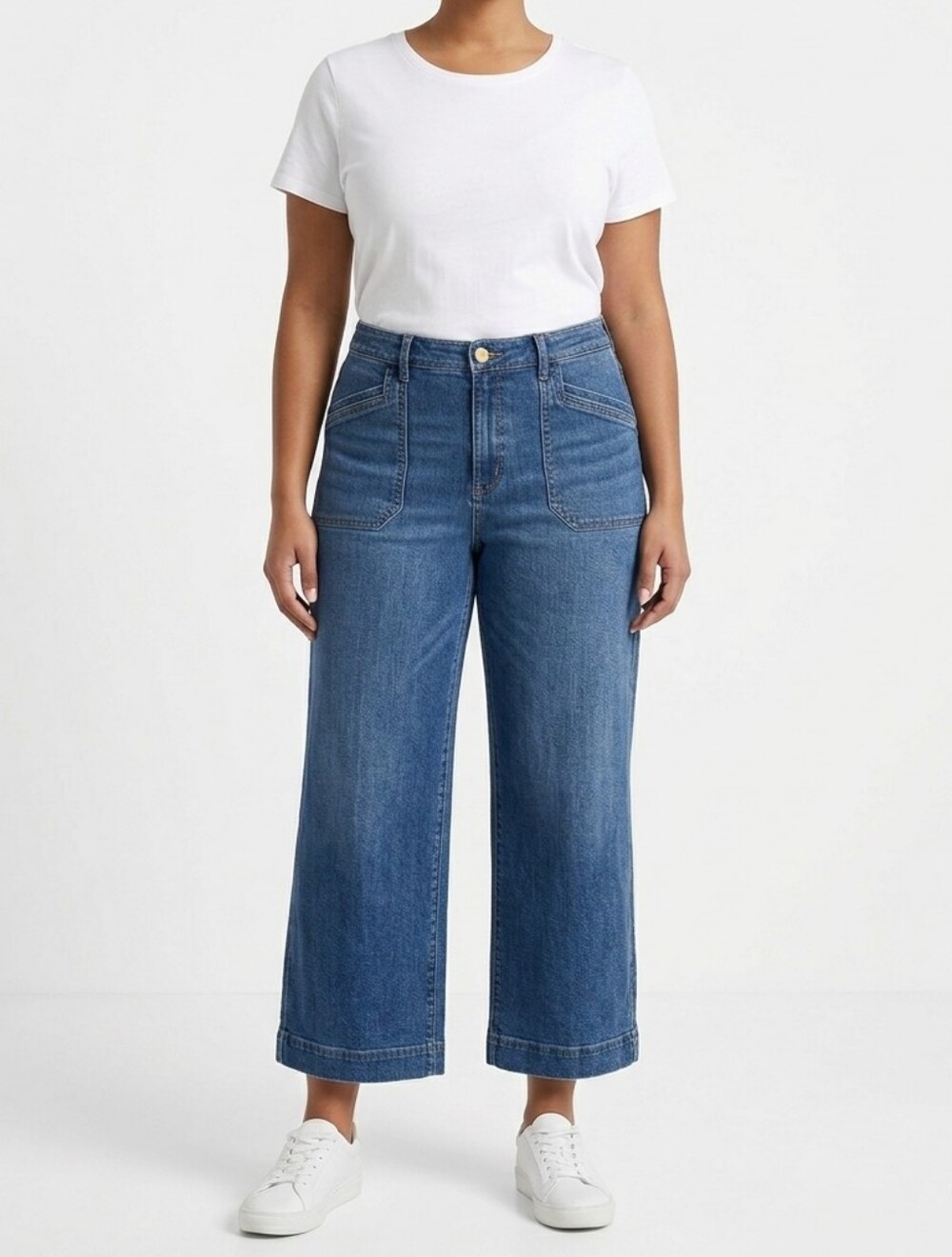Chico's Perfect Stretch Girlfriend Crop Wide Leg Jeans 3.5 (18/20) EUC